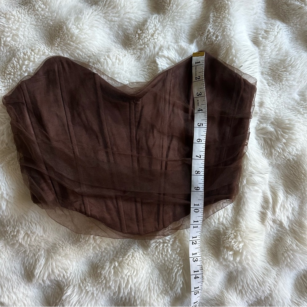 Zara Tulle corset crop top in Brown Medium - Picture 13 of 13
